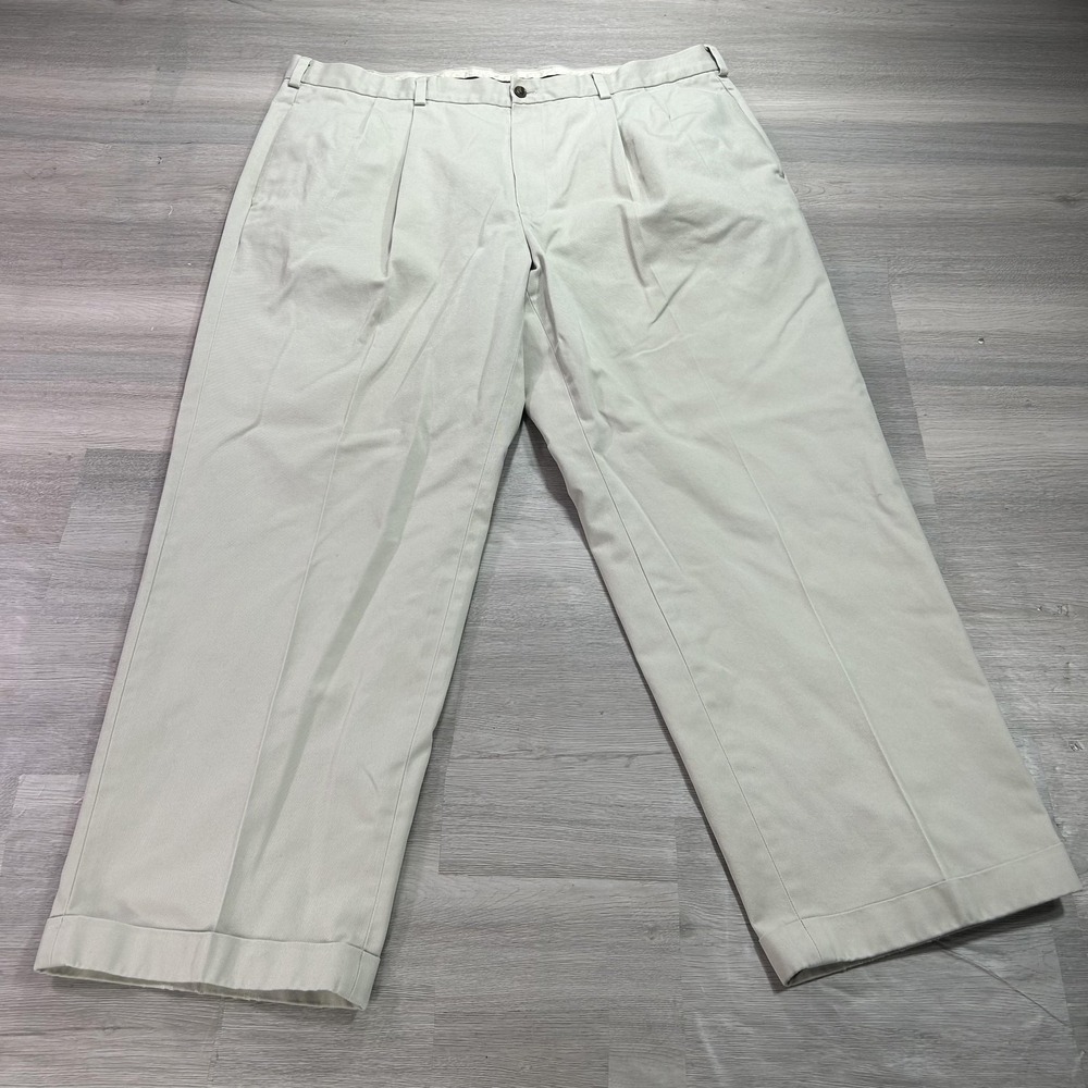 Brooks Brothers Advantage‎ Chino Pants Mens 42x30 Beige Pleated Cuffed Dress